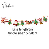 Pisoshare Christmas Banner Garland Merry Decoration For Home Navidad Noel Ornaments Xmas Decor New