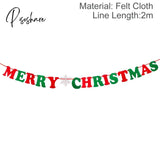 Pisoshare Christmas Banner Garland Merry Decoration For Home Navidad Noel Ornaments Xmas Decor New