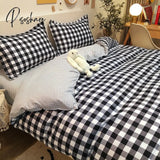 Pisoshare Classic Black White Grid Bedding Set Fashion Single Double Bed Linens Cover Quilt