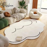 Pisoshare Cloud Shaped Bedside Carpet Soft Plush Bedroom Rugs Non Slip Floor Mat For Living Room