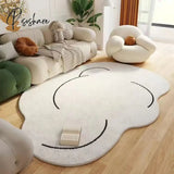 Pisoshare Cloud Shaped Bedside Carpet Soft Plush Bedroom Rugs Non Slip Floor Mat For Living Room