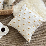 Pisoshare Cotton Canvas Floral Embroidered Daisy Cushion Cover Countryside Style Ornamental Pillow