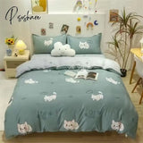 Pisoshare Cow Spot Home Textile Bedding Set Reactive Printing Ab Side Duvet Cover Plaid Bed Sheet