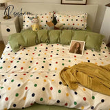 Pisoshare Cow Spot Home Textile Bedding Set Reactive Printing Ab Side Duvet Cover Plaid Bed Sheet