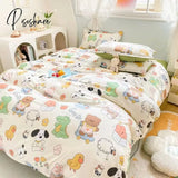 Pisoshare Cow Spot Home Textile Bedding Set Reactive Printing Ab Side Duvet Cover Plaid Bed Sheet