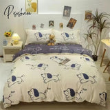 Pisoshare Cow Spot Home Textile Bedding Set Reactive Printing Ab Side Duvet Cover Plaid Bed Sheet