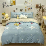 Pisoshare Cow Spot Home Textile Bedding Set Reactive Printing Ab Side Duvet Cover Plaid Bed Sheet