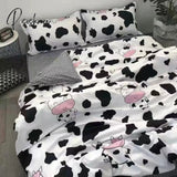 Pisoshare Cow Spot Home Textile Bedding Set Reactive Printing Ab Side Duvet Cover Plaid Bed Sheet