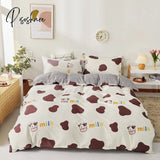 Pisoshare Cow Spot Home Textile Bedding Set Reactive Printing Ab Side Duvet Cover Plaid Bed Sheet