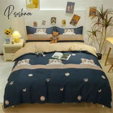 Pisoshare Cow Spot Home Textile Bedding Set Reactive Printing Ab Side Duvet Cover Plaid Bed Sheet