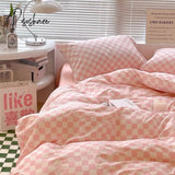 Pisoshare Cream Style Pink Yellow Bedding Set Twin Full Queen King Size Bed Linen Girls Adults