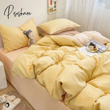 Pisoshare Cream Style Pink Yellow Bedding Set Twin Full Queen King Size Bed Linen Girls Adults