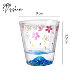 Pisoshare Creative Sakura Mount Fuji Glass Tea Cup Mug Wineglass Clean Glasses With Double Bottom