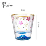 Pisoshare Creative Sakura Mount Fuji Glass Tea Cup Mug Wineglass Clean Glasses With Double Bottom