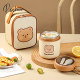 Pisoshare Cute 304 Stainless Steel Vacuum Thermal Lunch Box Leak Proof Bento Breakfast Soup Cup