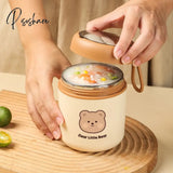 Pisoshare Cute 304 Stainless Steel Vacuum Thermal Lunch Box Leak Proof Bento Breakfast Soup Cup