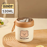 Pisoshare Cute 304 Stainless Steel Vacuum Thermal Lunch Box Leak Proof Bento Breakfast Soup Cup