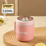 Pisoshare Cute 304 Stainless Steel Vacuum Thermal Lunch Box Leak Proof Bento Breakfast Soup Cup