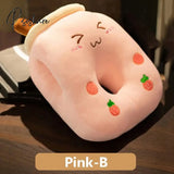 Pisoshare Cute Bubble Tea Stuffed Plush Waist Pillow Cartoon Fruit Hand Warmer Milk Boba Cushion