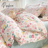 Pisoshare Cute Cartoon Bear Bedding Set Simple Duvet Cover Cotton Bed Linens Sheets Pillowcase