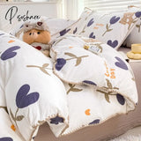 Pisoshare Cute Cartoon Bear Bedding Set Simple Duvet Cover Cotton Bed Linens Sheets Pillowcase