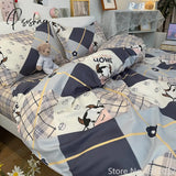 Pisoshare Cute Cartoon Bear Cat Children Kids Bedding Sets Soft Duvet Cover Bedsheet Pillowcase Bed