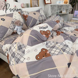 Pisoshare Cute Cartoon Bear Cat Children Kids Bedding Sets Soft Duvet Cover Bedsheet Pillowcase Bed