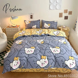 Pisoshare Cute Cartoon Bear Cat Children Kids Bedding Sets Soft Duvet Cover Bedsheet Pillowcase Bed