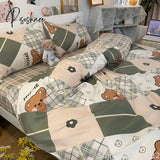 Pisoshare Cute Cartoon Bear Cat Children Kids Bedding Sets Soft Duvet Cover Bedsheet Pillowcase Bed