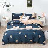 Pisoshare Cute Cartoon Bear Cat Children Kids Bedding Sets Soft Duvet Cover Bedsheet Pillowcase Bed