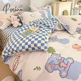 Pisoshare Cute Cartoon Children Bedding Set For Girls Cotton Double Bed Fitted Sheet Queen Size