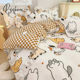 Pisoshare Cute Cartoon Children Bedding Set For Girls Cotton Double Bed Fitted Sheet Queen Size