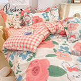 Pisoshare Cute Cartoon Children Bedding Set For Girls Cotton Double Bed Fitted Sheet Queen Size