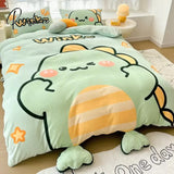 Pisoshare Cute Cartoon Milk Velvet Bedding Set Luxury Winter Thickened Duvet Quilt Cover For Kids