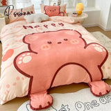 Pisoshare Cute Cartoon Milk Velvet Bedding Set Luxury Winter Thickened Duvet Quilt Cover For Kids