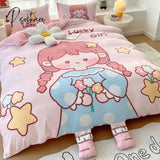 Pisoshare Cute Cartoon Milk Velvet Bedding Set Luxury Winter Thickened Duvet Quilt Cover For Kids