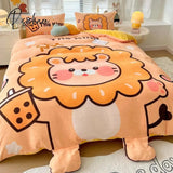 Pisoshare Cute Cartoon Milk Velvet Bedding Set Luxury Winter Thickened Duvet Quilt Cover For Kids