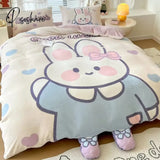 Pisoshare Cute Cartoon Milk Velvet Bedding Set Luxury Winter Thickened Duvet Quilt Cover For Kids