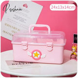 Pisoshare Cute Cartoon Plastic Small Medicine Box Family Spare Medical Storage Boxes Multi Layer