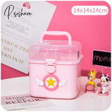 Pisoshare Cute Cartoon Plastic Small Medicine Box Family Spare Medical Storage Boxes Multi Layer