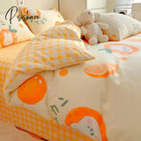 Pisoshare Cute Ins 100% Cotton Bedding Set For Couple Girls Princess Style Duvet Cover With Flat