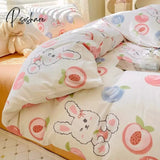 Pisoshare Cute Ins 100% Cotton Bedding Set For Couple Girls Princess Style Duvet Cover With Flat