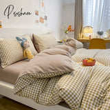 Pisoshare Cute Korean Flower Double Bedding Set Twin Full Queen King Size Four-Piece Family Sheet