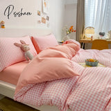 Pisoshare Cute Korean Flower Double Bedding Set Twin Full Queen King Size Four-Piece Family Sheet