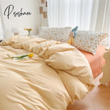 Pisoshare Cute Korean Flower Double Bedding Set Twin Full Queen King Size Four-Piece Family Sheet