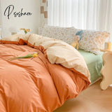 Pisoshare Cute Korean Flower Double Bedding Set Twin Full Queen King Size Four-Piece Family Sheet