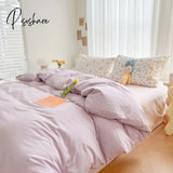 Pisoshare Cute Korean Flower Double Bedding Set Twin Full Queen King Size Four-Piece Family Sheet