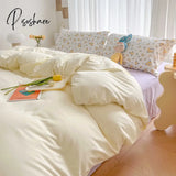 Pisoshare Cute Korean Flower Double Bedding Set Twin Full Queen King Size Four-Piece Family Sheet