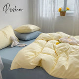 Pisoshare Cute Korean Flower Double Bedding Set Twin Full Queen King Size Four-Piece Family Sheet