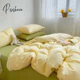 Pisoshare Cute Korean Flower Double Bedding Set Twin Full Queen King Size Four-Piece Family Sheet